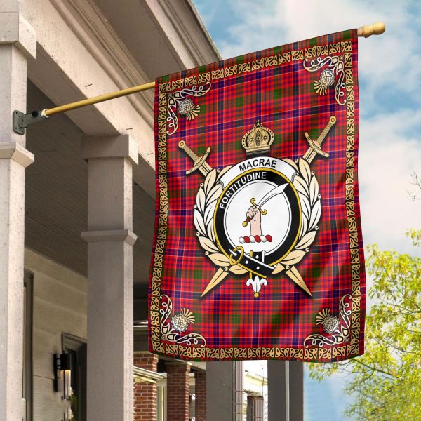 MacRae Modern Tartan Crest Garden Flag - Celtic Thistle Style on Sale