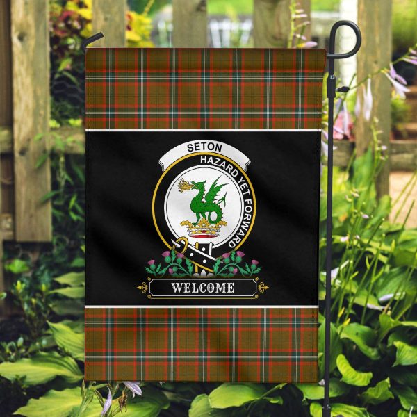 Seton Hunting Modern Tartan Crest Garden Flag - Welcome Style Hot on Sale
