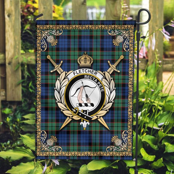 Fletcher Ancient Tartan Crest Garden Flag - Celtic Thistle Style Discount - Image 2