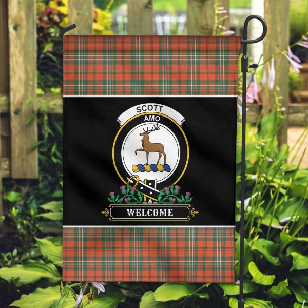 Scott Ancient Tartan Crest Garden Flag - Welcome Style Online Sale