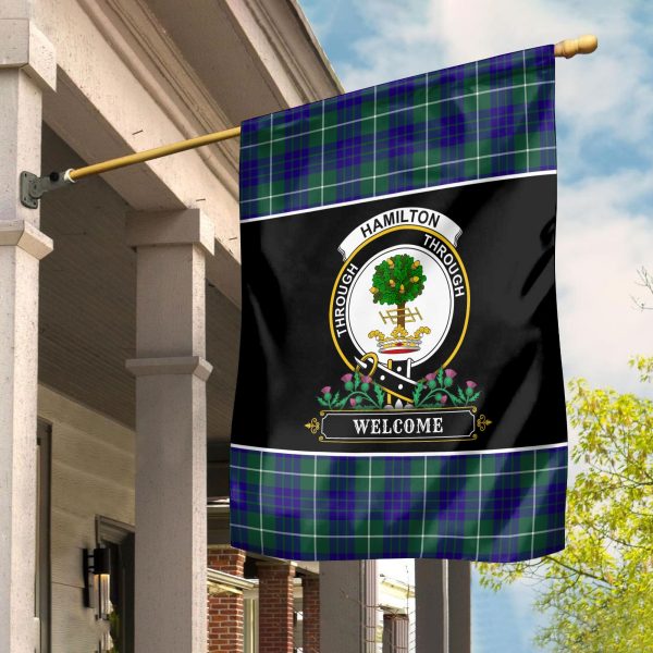 Hamilton Hunting Modern Tartan Crest Garden Flag - Welcome Style For Sale - Image 2
