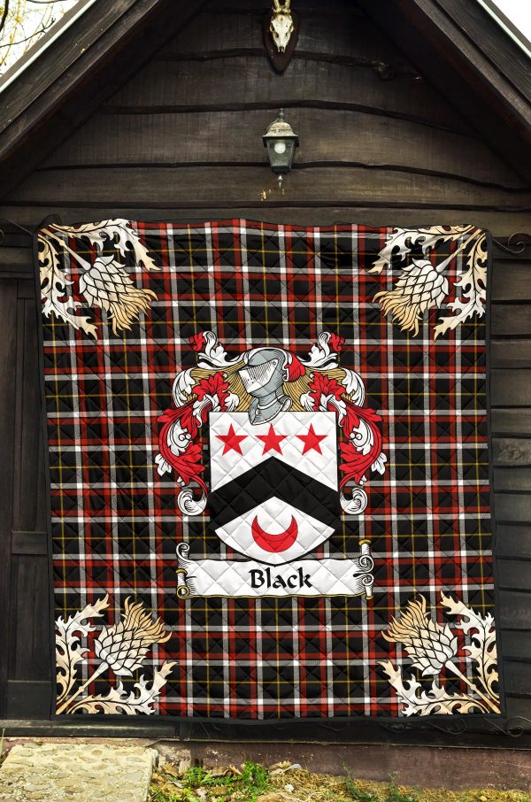 Black Tartan Crest Premium Quilt - Gold Thistle Style SP For Cheap - Image 5