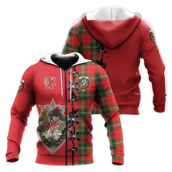 Lennox Modern Tartan Hoodie - Lion Rampant And Celtic Thistle Style Cheap
