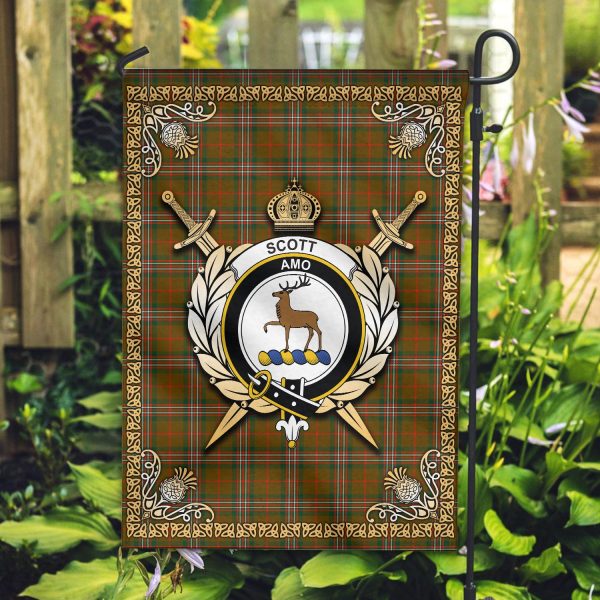 Scott Brown Modern Tartan Crest Garden Flag - Celtic Thistle Style Online Sale - Image 2
