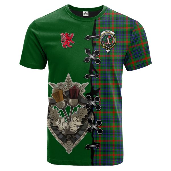 Aiton Tartan T-shirt - Lion Rampant And Celtic Thistle Style Online now