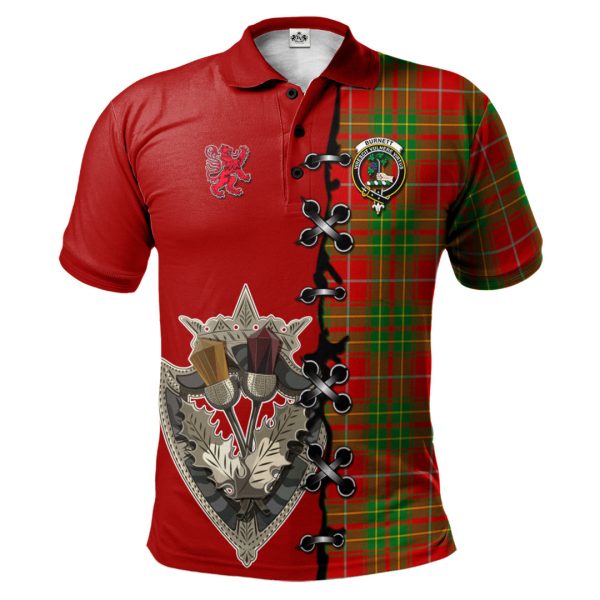 Burnett Ancient Tartan Polo Shirt - Lion Rampant And Celtic Thistle Style Supply