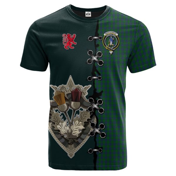 Montgomery Tartan T-shirt - Lion Rampant And Celtic Thistle Style Discount