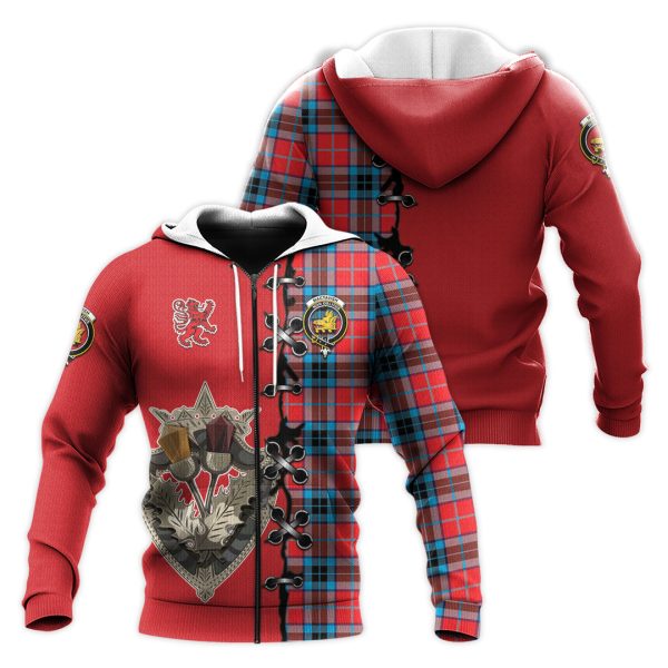 MacTavish Modern Tartan Hoodie - Lion Rampant And Celtic Thistle Style Cheap