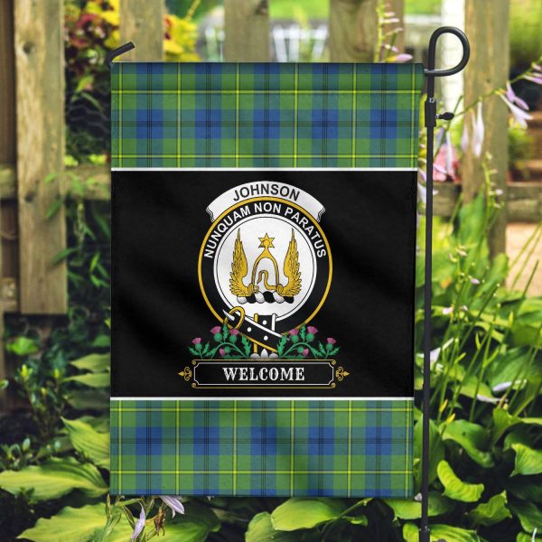 Johnson Ancient Tartan Crest Garden Flag - Welcome Style Online now