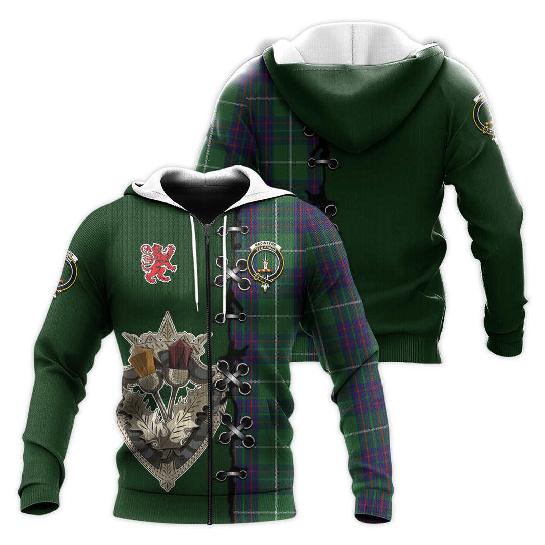 MacIntyre Hunting Tartan Hoodie – Lion Rampant And Celtic Thistle Style Fashion