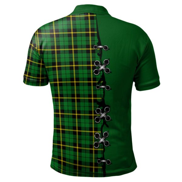 Wallace Hunting Green Tartan Polo Shirt - Lion Rampant And Celtic Thistle Style Cheap - Image 2