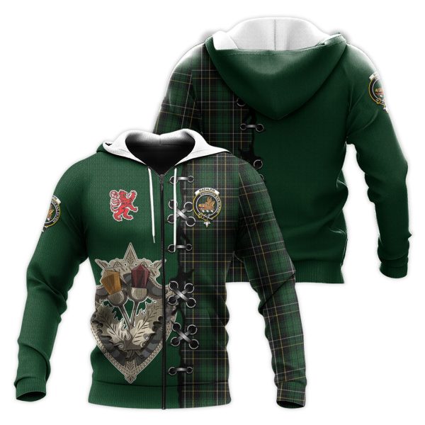 MacAlpin Tartan Hoodie - Lion Rampant And Celtic Thistle Style Online Sale