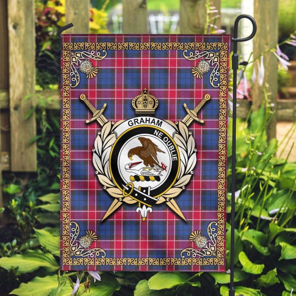 Graham of Menteith Red Tartan Crest Garden Flag - Celtic Thistle Style Online Hot Sale - Image 2