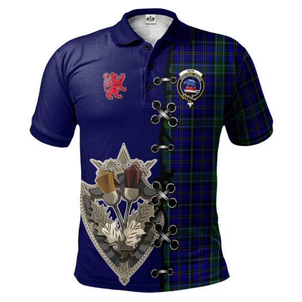 Weir Tartan Polo Shirt - Lion Rampant And Celtic Thistle Style Sale