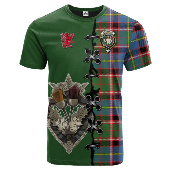 Aikenhead Tartan T-shirt - Lion Rampant And Celtic Thistle Style Sale