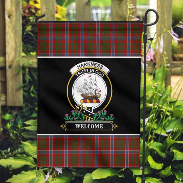 Harkness Dress Tartan Crest Garden Flag - Welcome Style Online