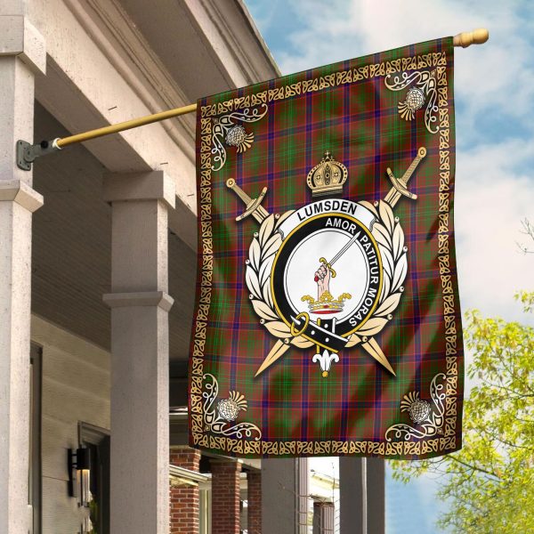 Lumsden Tartan Crest Garden Flag - Celtic Thistle Style For Sale