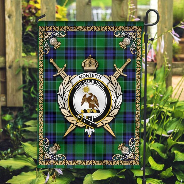 Monteith Tartan Crest Garden Flag - Celtic Thistle Style Discount - Image 2
