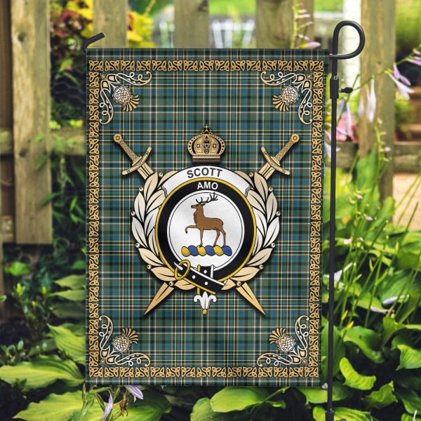Scott Green Ancient Tartan Crest Garden Flag - Celtic Thistle Style For Discount - Image 2