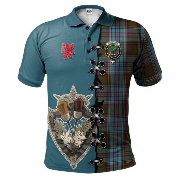 Anderson Tartan Polo Shirt - Lion Rampant And Celtic Thistle Style For Sale