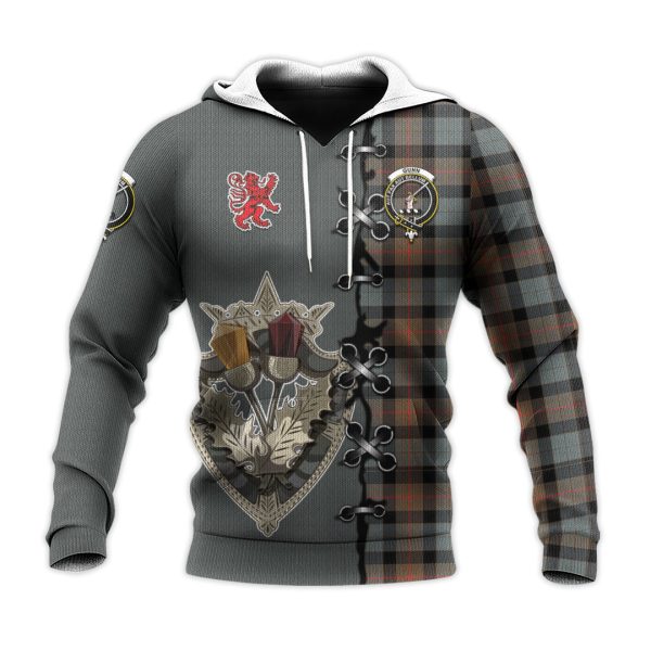 Gunn Weathered Tartan Hoodie - Lion Rampant And Celtic Thistle Style Cheap - Image 2