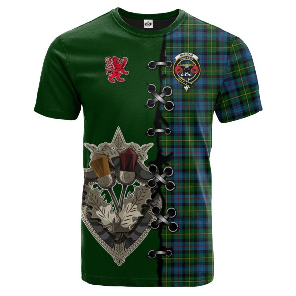 MacLeod of Skye Tartan T-shirt - Lion Rampant And Celtic Thistle Style Online Sale