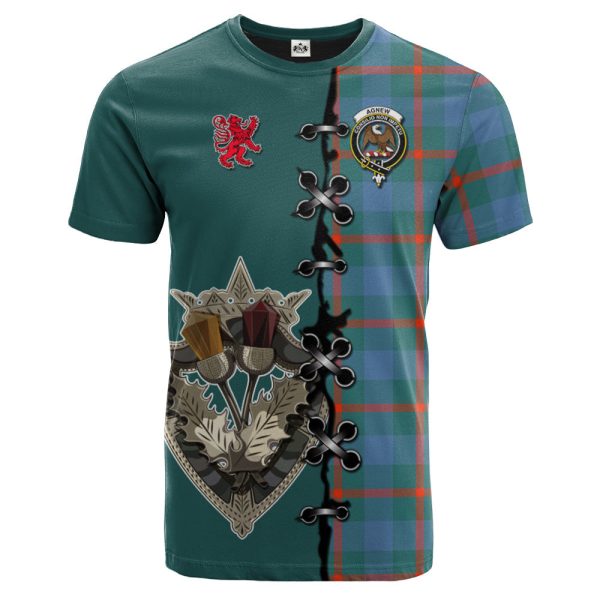 Agnew Ancient Tartan T-shirt - Lion Rampant And Celtic Thistle Style Online