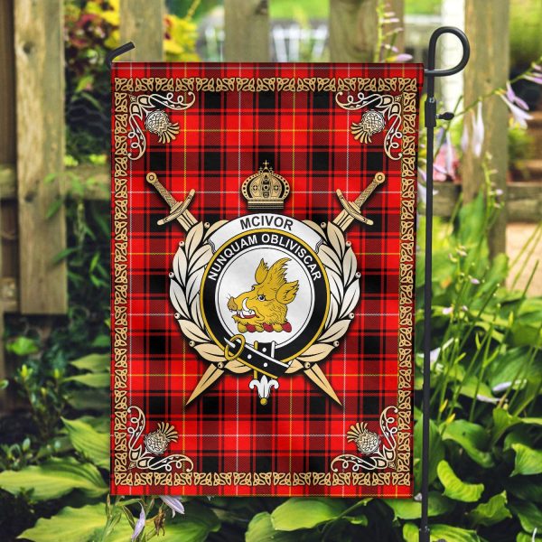 McIvor Tartan Crest Garden Flag - Celtic Thistle Style Cheap - Image 2