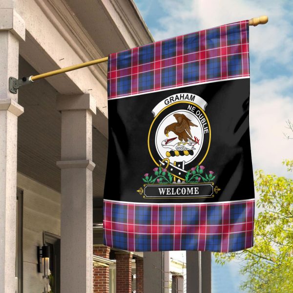 Graham of Menteith Red Tartan Crest Garden Flag - Welcome Style For Discount - Image 2