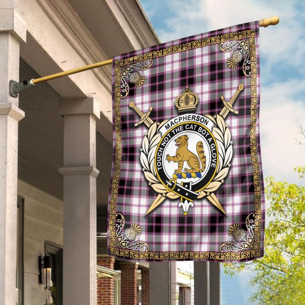 MacPherson Hunting Modern Tartan Crest Garden Flag - Celtic Thistle Style Fashion