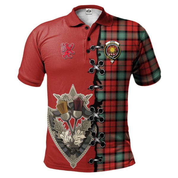 Kerr Ancient Tartan Polo Shirt - Lion Rampant And Celtic Thistle Style Online now