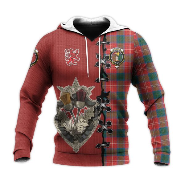 Chisholm Ancient Tartan Hoodie - Lion Rampant And Celtic Thistle Style For Cheap - Image 2