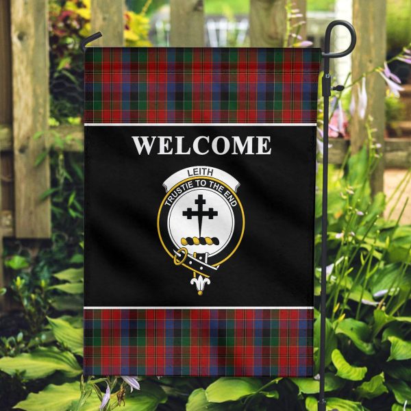 Leith Tartan Crest Black Garden Flag Online Hot Sale