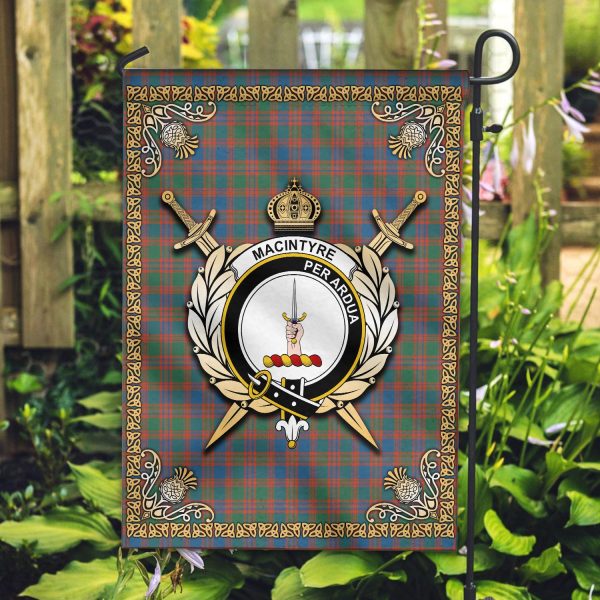 MacIntyre Ancient Tartan Crest Garden Flag - Celtic Thistle Style For Discount - Image 2