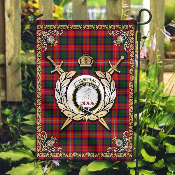 Roxburgh District Tartan Crest Garden Flag - Celtic Thistle Style Fashion - Image 2