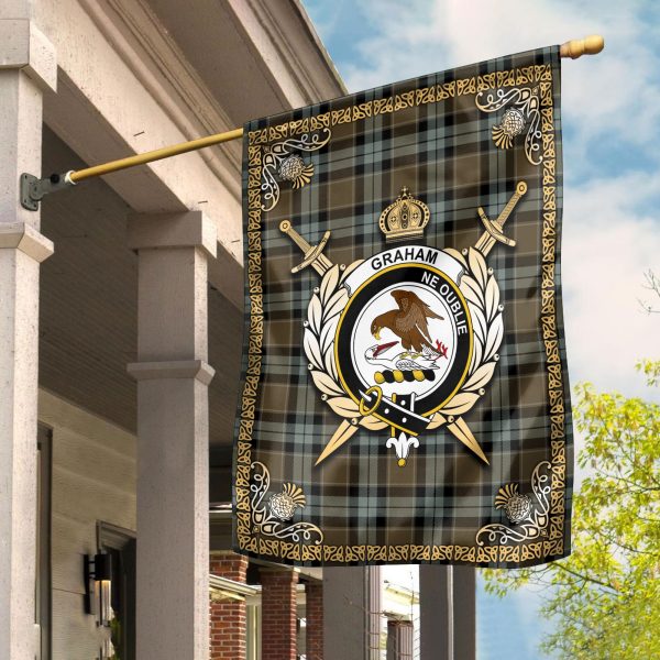 Graham of Menteith Weathered Tartan Crest Garden Flag - Celtic Thistle Style Online Hot Sale