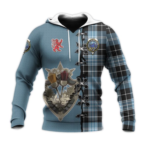 Clark (Lion) Ancient Tartan Hoodie - Lion Rampant And Celtic Thistle Style Online - Image 2