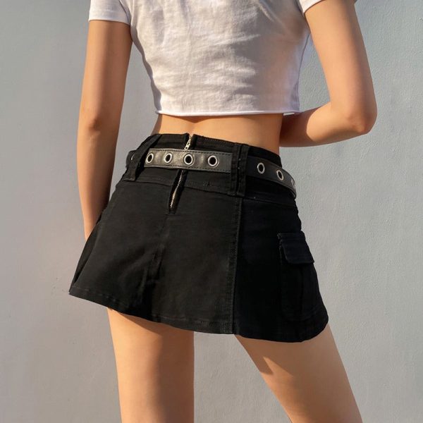 Casual Zipper Fly Short Denim Skirt Summer Low Waist Mini Jeans Skirt Sale - Image 4