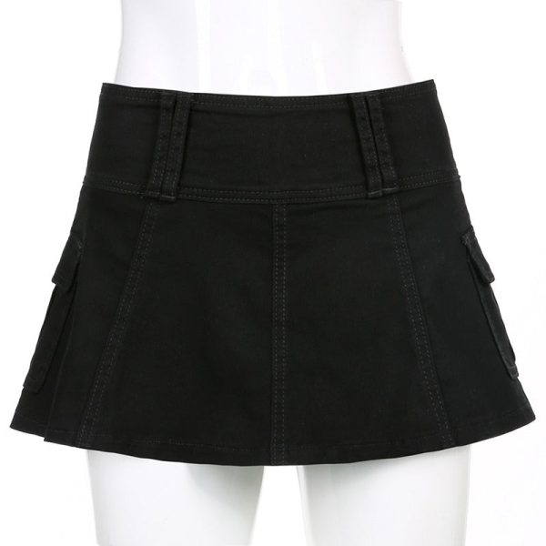 Casual Zipper Fly Short Denim Skirt Summer Low Waist Mini Jeans Skirt Sale - Image 5