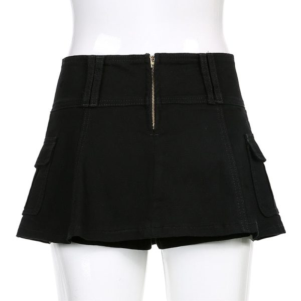 Casual Zipper Fly Short Denim Skirt Summer Low Waist Mini Jeans Skirt Sale - Image 2