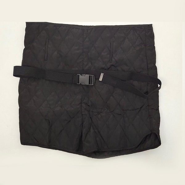 Women Warm Lining Bandage High Waist Vintage Black with Belt Shorts For Discount - Image 4