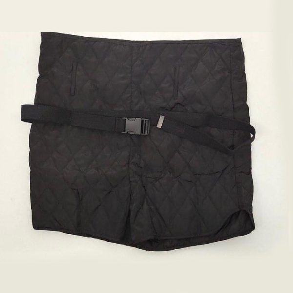 Women Warm Lining Bandage High Waist Vintage Black with Belt Shorts For Discount - Image 5