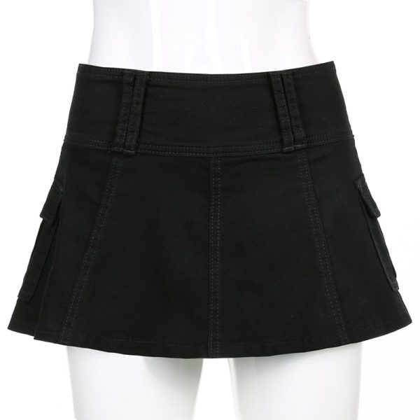 Casual Zipper Fly Short Denim Skirt Summer Low Waist Mini Jeans Skirt Sale